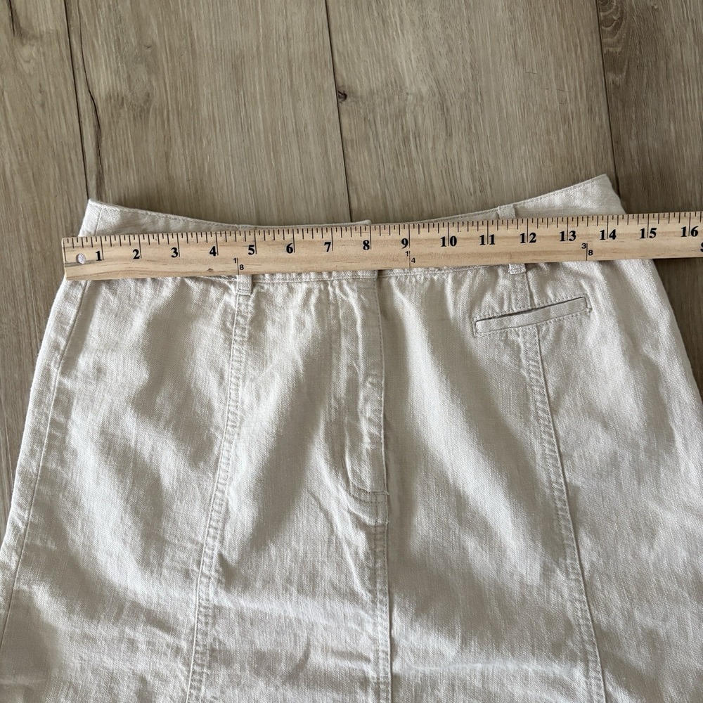 LL Bean Classic Fit Khaki Tan A-Line Paneled Midi Skirt Size 6 Regular Cotton - Picture 4 of 6
